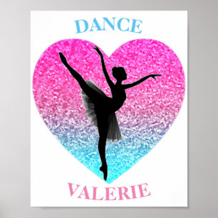 Tance Ballerina mit Personalisiertem Namen Poster