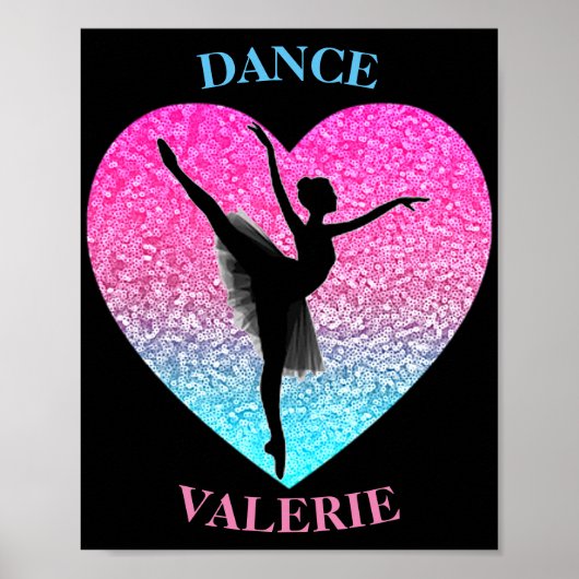 Tance Ballerina mit Personalisiertem Namen Poster (Vorne)