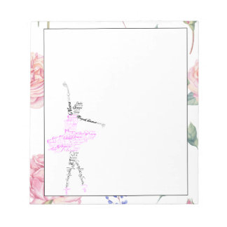 Tance Ballerina | Rosen Aquarellfarben-Randnotiz Notizblock