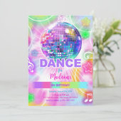 Tance Birthday Party Neon Glow Einladung (Stehend Vorderseite)