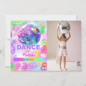 Tance Birthday Party Neon Glow Foto Einladung (Vorderseite)