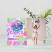Tance Birthday Party Neon Glow Foto Einladung (Stehend Vorderseite)