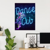 Tance Club Neon Sign mit Dancer Blacklight Poster (Heimbüro)