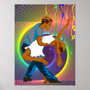 Tance Couple Party Scene Neon Colors Poster