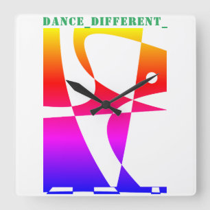 TANCE_DIFFERENT_Rainbow Quadratische Wanduhr
