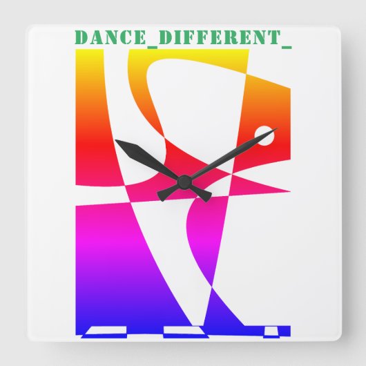 TANCE_DIFFERENT_Rainbow Quadratische Wanduhr (Vorderseite)