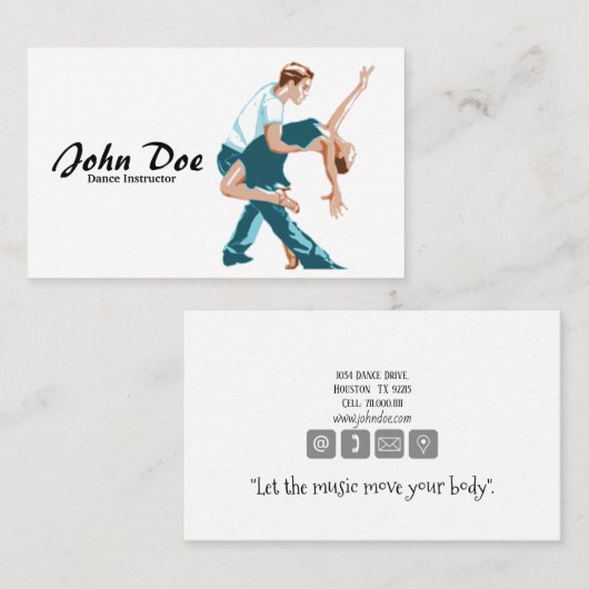 Tance Instructor Latin Business Card Visitenkarte (Vorne/Hinten)
