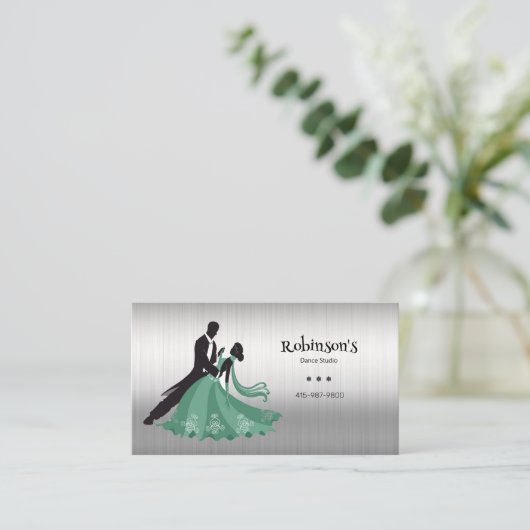 Tance Instructor Studio Dancer Silhouette Visitenkarte (Stehend Vorderseite)