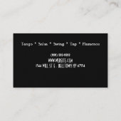 Tance Instructor Studio Lessons Business Card Visitenkarte (Rückseite)