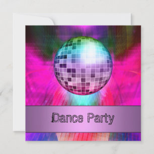 Tance Party Event Pink Lila Abstrakter Mirrorball Einladung