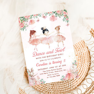 Tance & Twirl Ballerina Girl Einladung zum Geburts