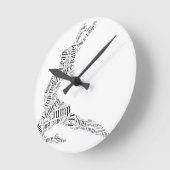 Tance Word Cloud Black & White Runde Wanduhr (Winkel)