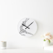 Tance Word Cloud Black & White Runde Wanduhr (Zuhause)