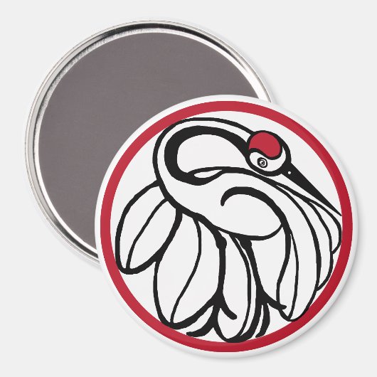 Tancho Japanese Crane Magnet (Vorderseite/Rückseite)