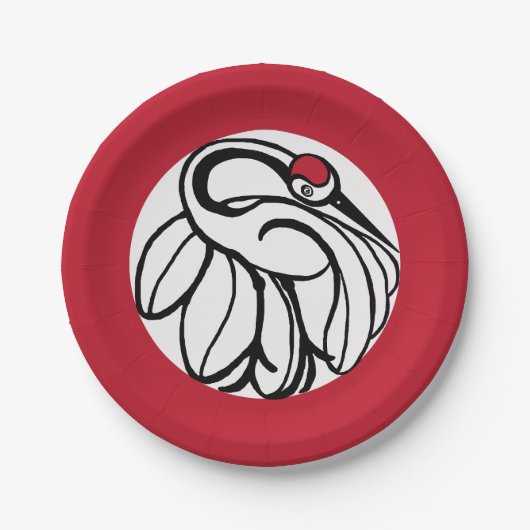 Tancho Japanese Crane Pappteller (Vorderseite)