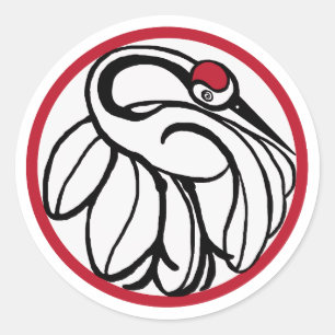 Tancho Japanese Crane Runder Aufkleber