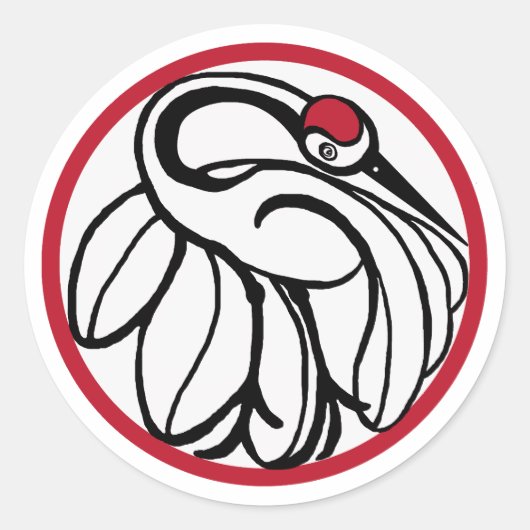 Tancho Japanese Crane Runder Aufkleber (Vorderseite)