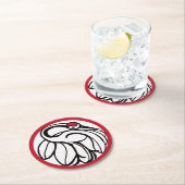 Tancho Japanese Crane Runder Pappuntersetzer (Vor Ort)