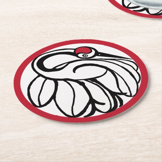 Tancho Japanese Crane Runder Pappuntersetzer (Angewinkelt)