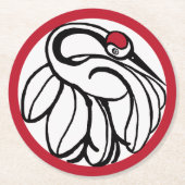 Tancho Japanese Crane Runder Pappuntersetzer (Vorderseite)