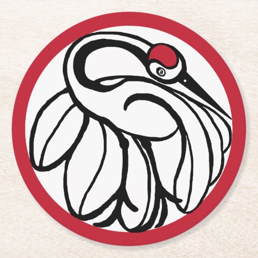 Tancho Japanese Crane Runder Pappuntersetzer (Vorderseite)