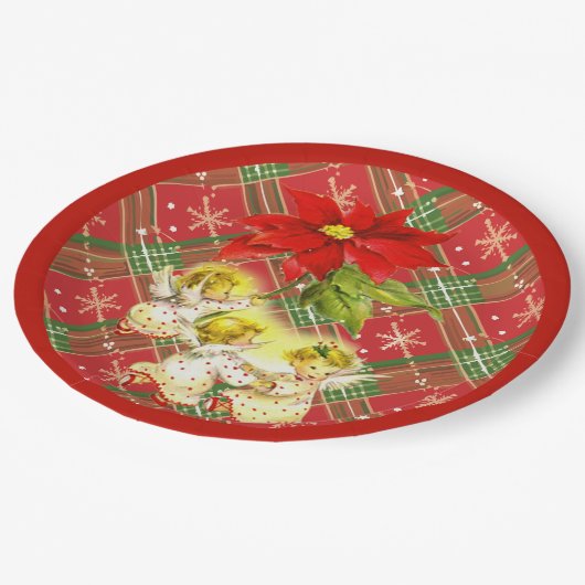 Tancing Baby Angels Weihnachtsfeiertage Teller (Schrägansicht)