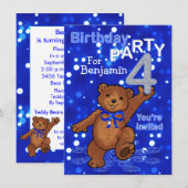 Tancing Bears 4. Geburtstag Party für Jungen Einladung (Vorne/Hinten)