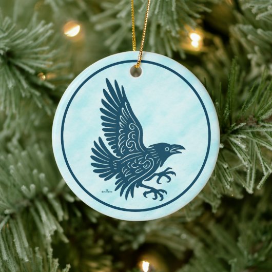 Tancing Blue Raven Keramik Ornament (Baum)