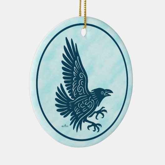 Tancing Blue Raven Keramik Ornament (Rechts)