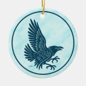 Tancing Blue Raven Keramik Ornament (Vorne)