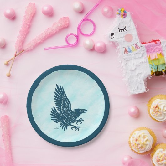 Tancing Blue Raven Pappteller (Party)