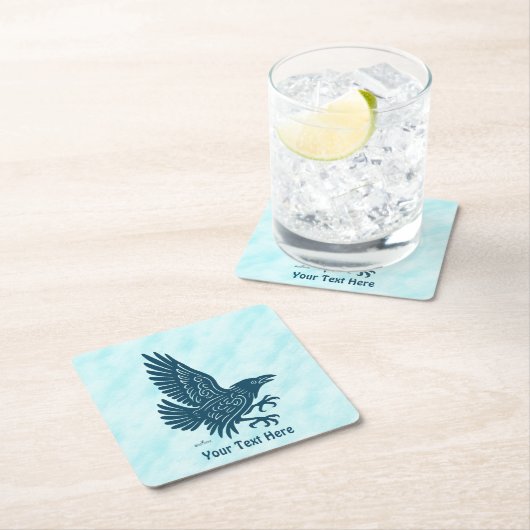 Tancing Blue Raven Rechteckiger Pappuntersetzer (Vor Ort)