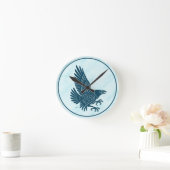 Tancing Blue Raven Runde Wanduhr (Zuhause)