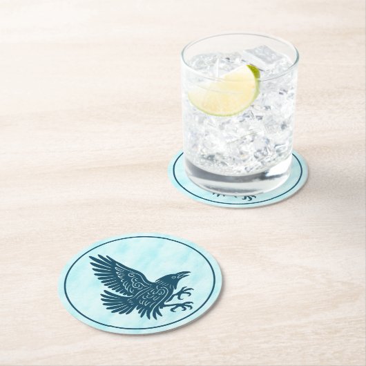 Tancing Blue Raven Runder Pappuntersetzer (Vor Ort)