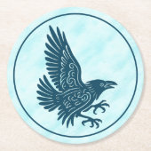 Tancing Blue Raven Runder Pappuntersetzer (Vorderseite)