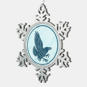 Tancing Blue Raven Schneeflocken Zinn-Ornament (Rechts)
