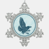 Tancing Blue Raven Schneeflocken Zinn-Ornament (Vorderseite)