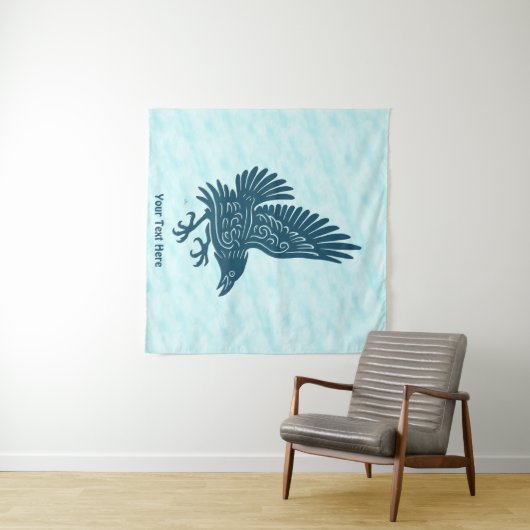 Tancing Blue Raven Wandteppich (Beispiel (Horizontal))