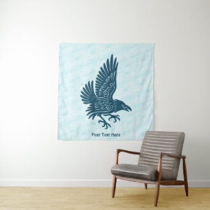 Tancing Blue Raven Wandteppich