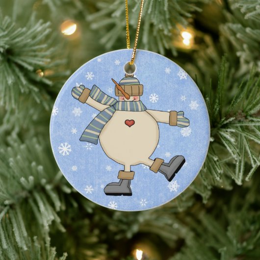 Tancing Country Snowman Keramik Ornament (Baum)