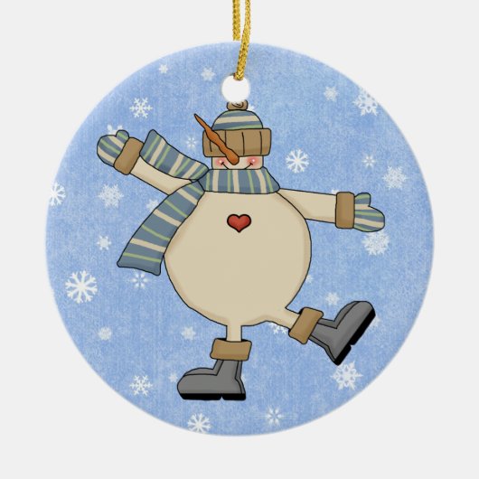Tancing Country Snowman Keramik Ornament (Vorne)