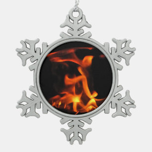 Tancing Fire Pewter Snowflake Ornament