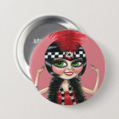 Tancing Flapper Girl Roaring 20 Button (Vorne & Hinten)
