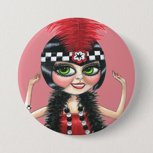 Tancing Flapper Girl Roaring 20 Button (Vorderseite)