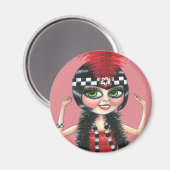 Tancing Flapper Girl Roaring 20 Magnet (Vorderseite/Rückseite)