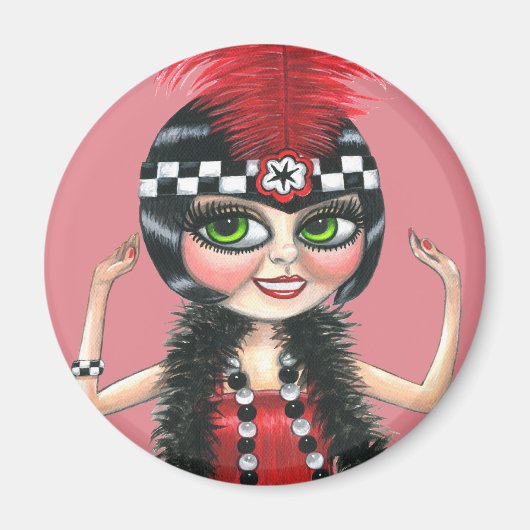 Tancing Flapper Girl Roaring 20 Magnet (Vorne)