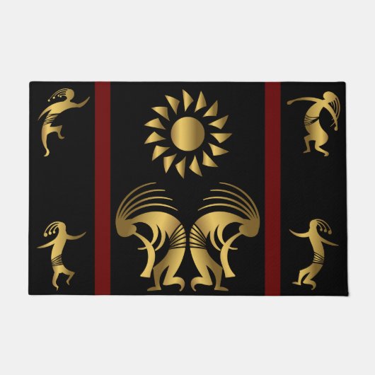 Tancing Gold Kokopelli Südwest Fußmatte (Vorderseite)