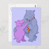 Tancing Hippo Tango Postkarte (Vorne/Hinten)