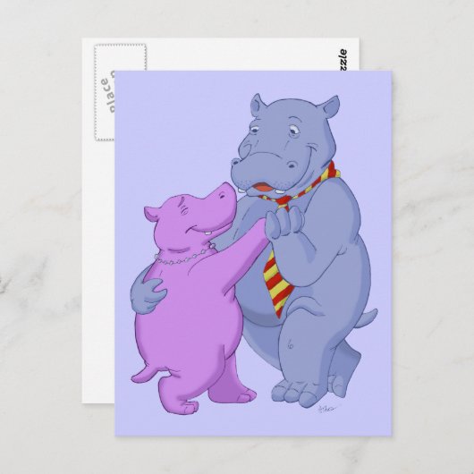 Tancing Hippo Tango Postkarte (Vorne/Hinten)