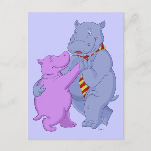 Tancing Hippo Tango Postkarte (Vorderseite)